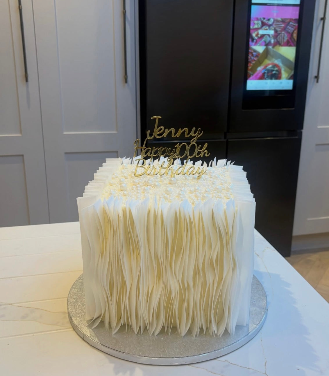 Classy White Abstract Custom Cake (9inch)